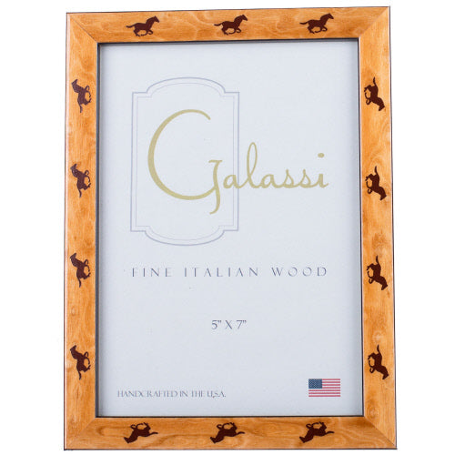 Cashmere Burled Wood Frame With Dark Brown Horse Border