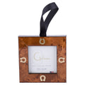 Burled Frame Ornament With Gold Horseshoes