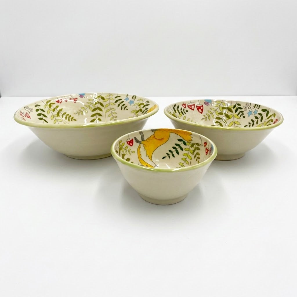 Foxes & Ferns Porcelain Bowls