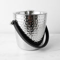 Small Hammered Ice Bucket Stainless Steel with Leather Handles
