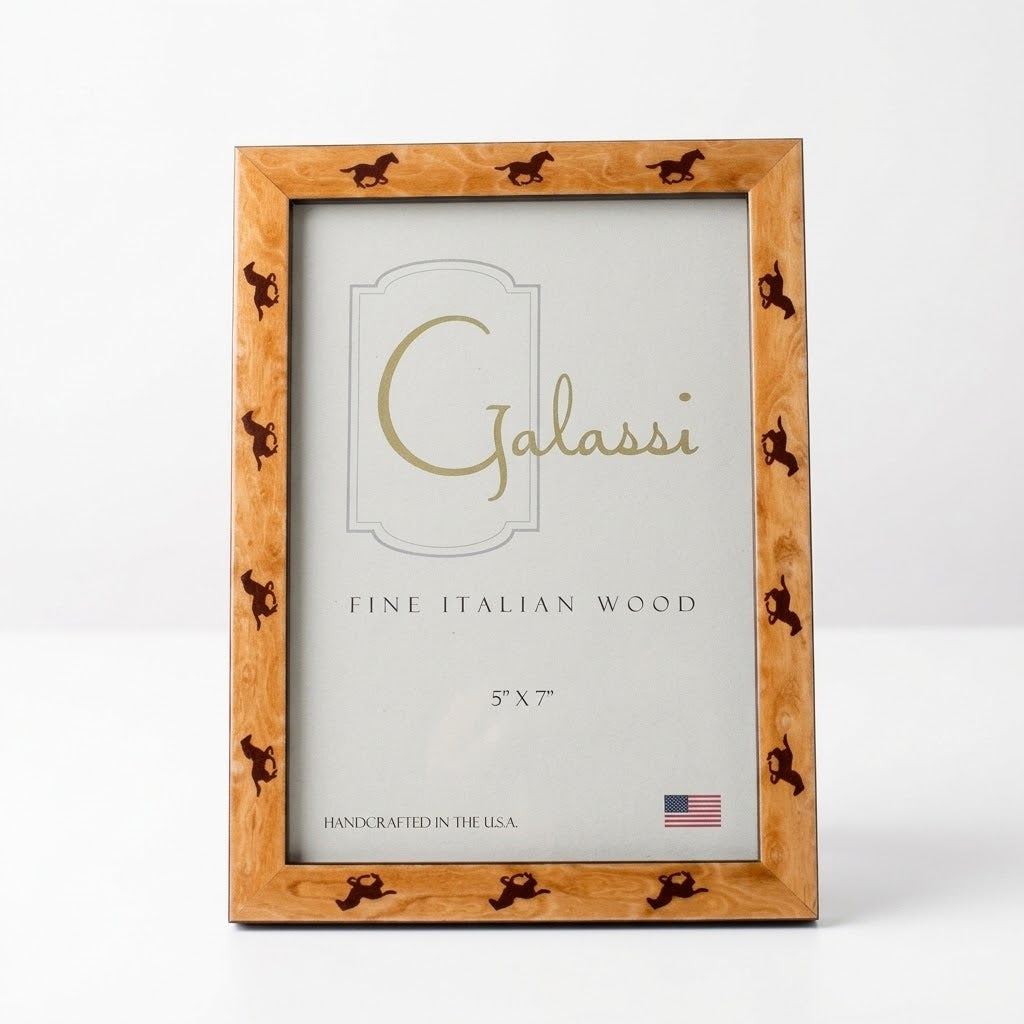 Cashmere Burled Wood Frame With Dark Brown Horse Border
