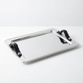Rectangular Tray Stainless Steel with Leather Handles