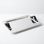 Rectangular Tray Stainless Steel with Leather Handles