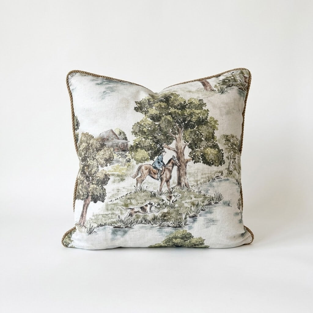 20x20 Shady Brook Hunt Scene Throw Pillow
