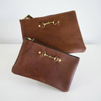 Leather Zippered Pouch with Bit Small