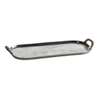 Mauritius Raw Aluminum Trays with Cane Wrapped Handles