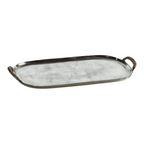 Mauritius Raw Aluminum Trays with Cane Wrapped Handles