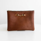 Leather Zippered Pouch with Bit Large