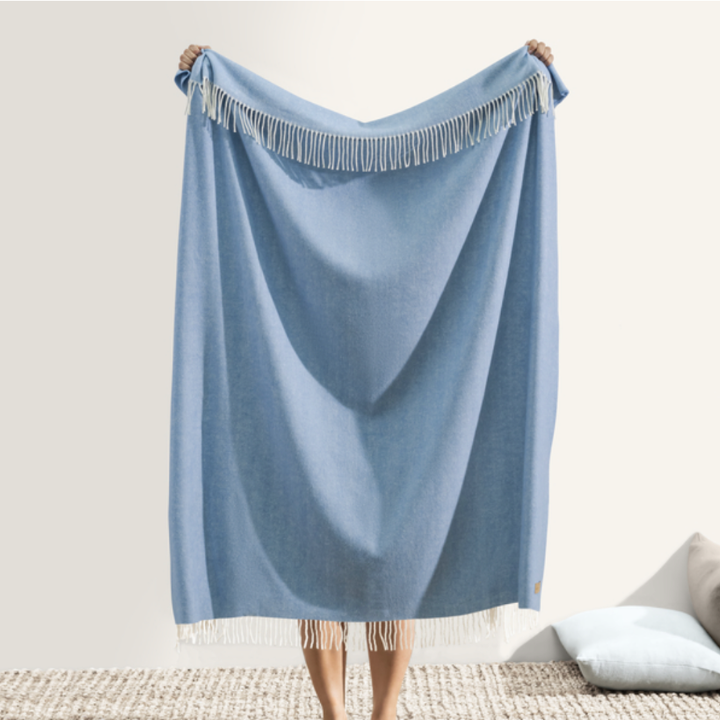 Italian Herringbone Throw Chambray