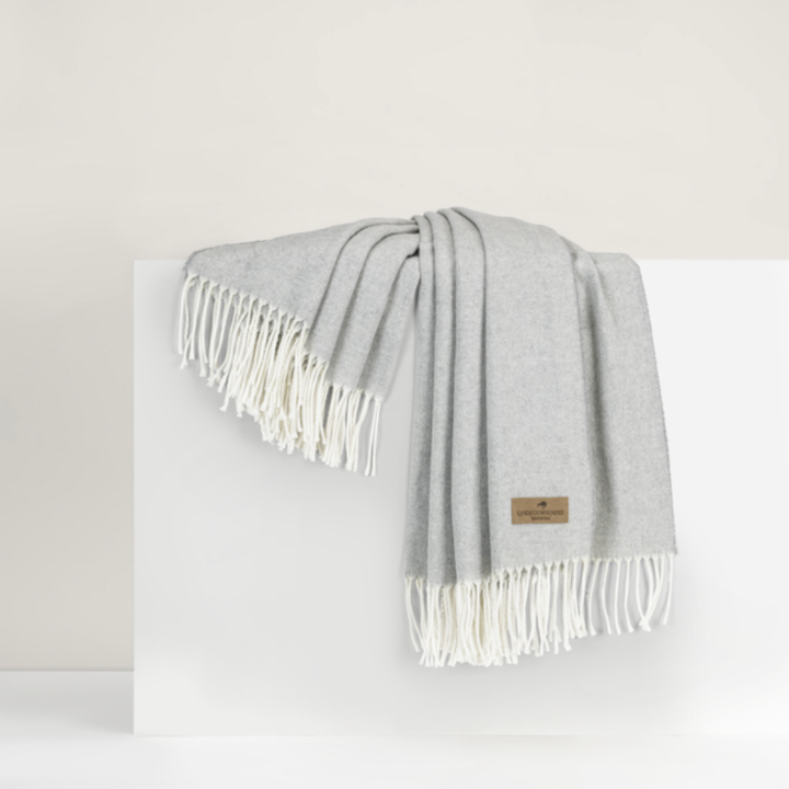 Italian Herringbone Throw Lt Gray