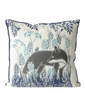 Country Lane Blue Standing Fox Pillow