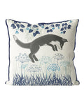 Country Lane Blue Jumping Fox Pillow
