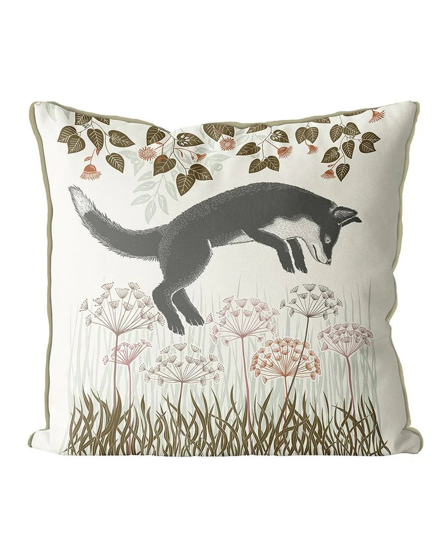 Country Lane Earth Jumping Fox Pillow