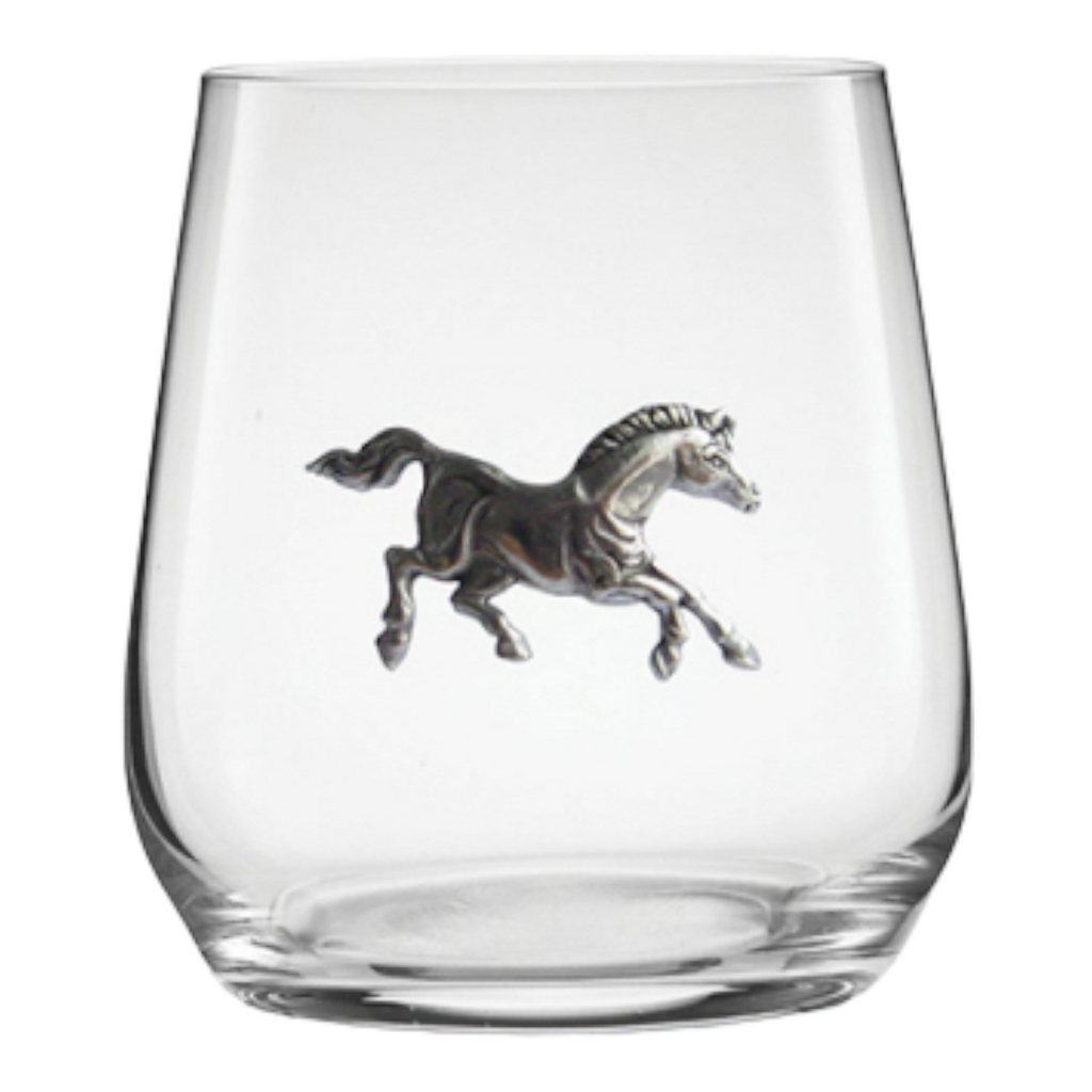 Running Horse Accent Glassware, Pewter