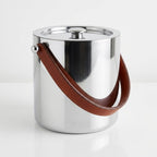Large Ice Bucket Stainless Steel with Leather Handles