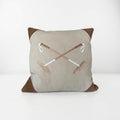 20x20 Embroidered Crossed Polo Mallets Pillow Tan