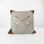 20x20 Embroidered Crossed Polo Mallets Pillow Tan