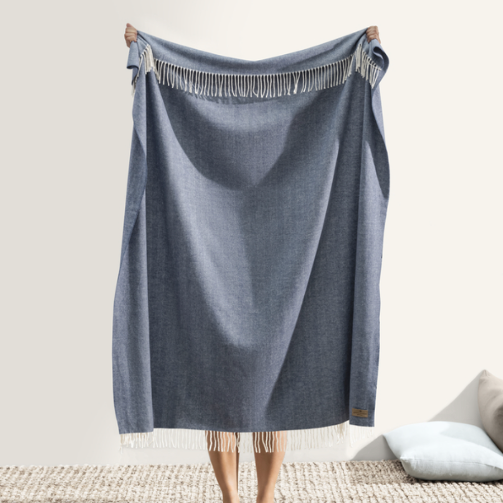 Italian Herringbone Throw Midnight