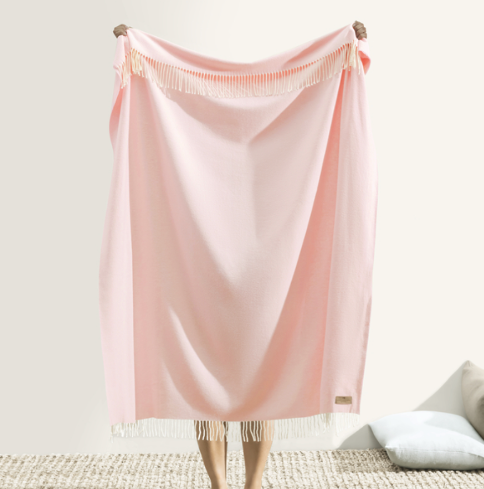 Italian Herringbone Throw Cherry Blossom