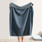 Italian Herringbone Throw Navy