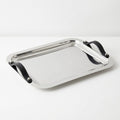 Rectangular Tray Stainless Steel with Leather Handles