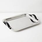 Rectangular Tray Stainless Steel with Leather Handles