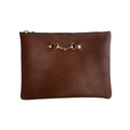 Leather Zippered Pouch with Bit Large