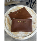 Leather Zippered Pouch with Bit Large