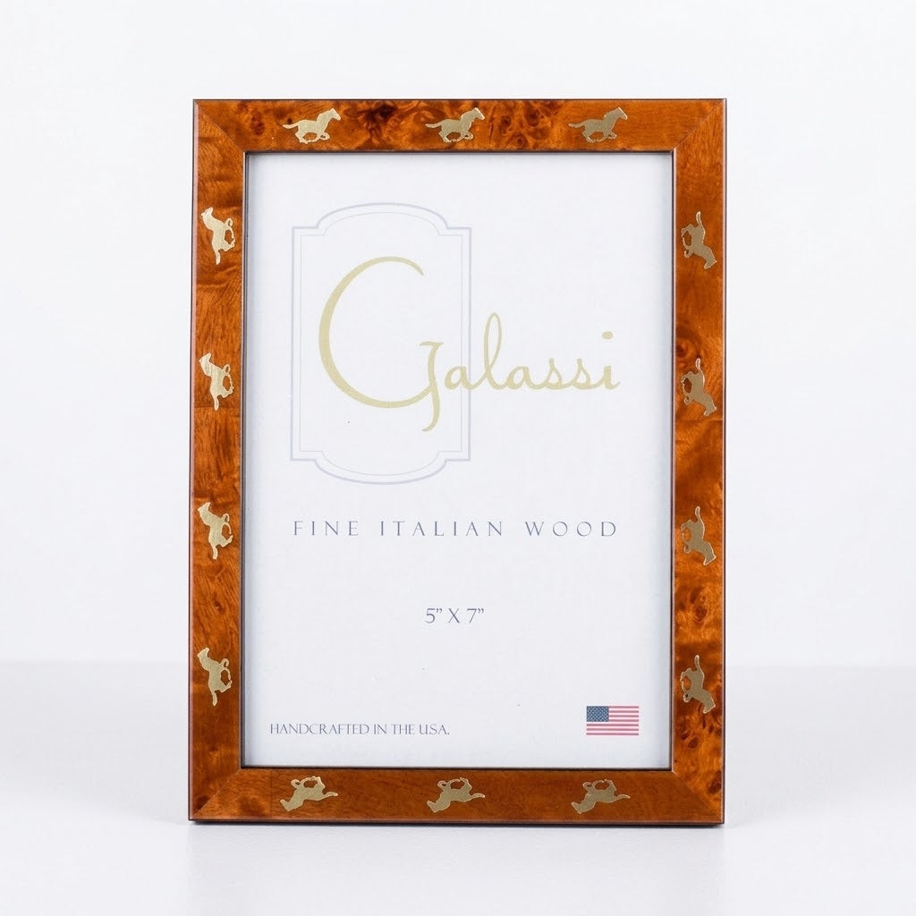Chestnut Burled Wood Frame With Gold Horse Border