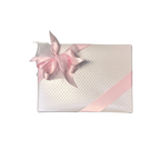 White Quilted Wrapping with Pink Ribbon