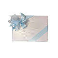 White Quilted Wrapping with Blue Ribbon