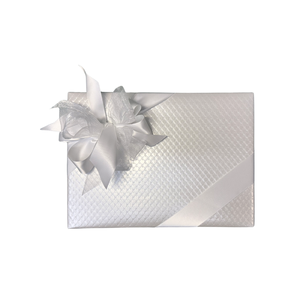 White Quilted Wrapping with White Ribbon