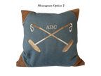 20x20 Embroidered Crossed Polo Mallets Pillow Blue