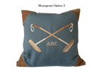 20x20 Embroidered Crossed Polo Mallets Pillow Blue