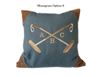 20x20 Embroidered Crossed Polo Mallets Pillow Blue