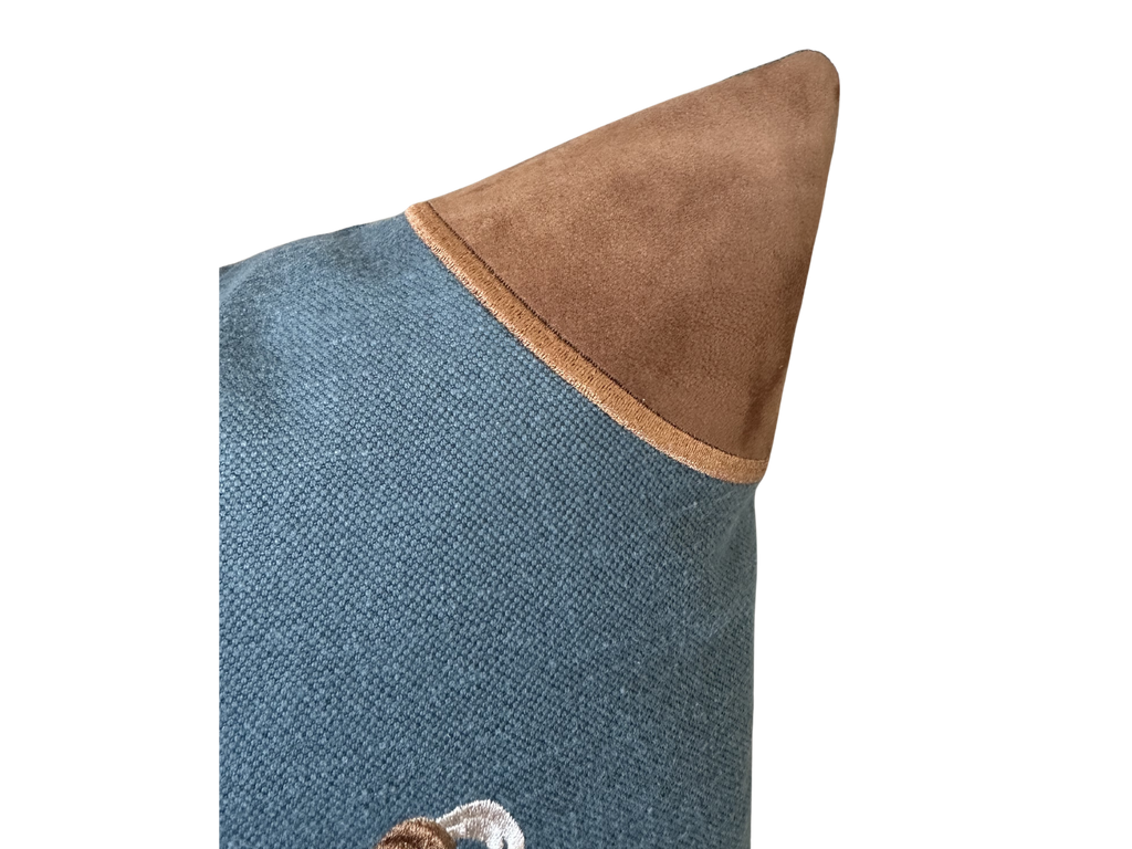 20x20 Embroidered Crossed Polo Mallets Pillow Blue