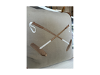 20x20 Embroidered Crossed Polo Mallets Pillow Tan
