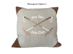 20x20 Embroidered Crossed Polo Mallets Pillow Tan
