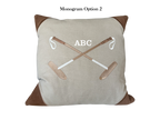 20x20 Embroidered Crossed Polo Mallets Pillow Tan