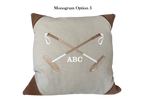 20x20 Embroidered Crossed Polo Mallets Pillow Tan