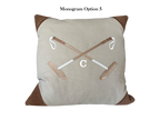 20x20 Embroidered Crossed Polo Mallets Pillow Tan