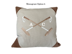 20x20 Embroidered Crossed Polo Mallets Pillow Tan