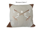 20x20 Embroidered Crossed Polo Mallets Pillow Tan