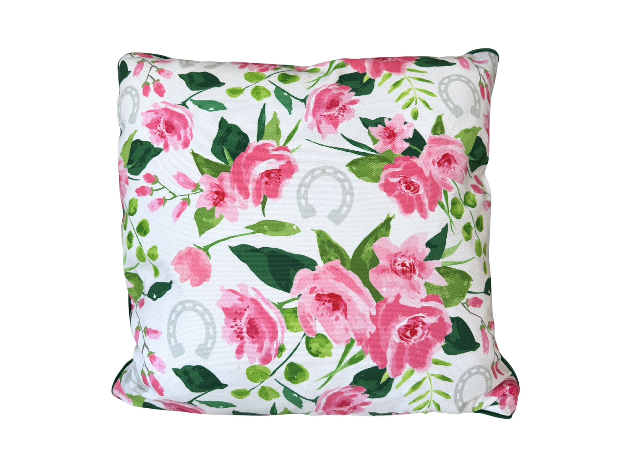 20x20 Pink Rose & Horseshoe Throw PIllow