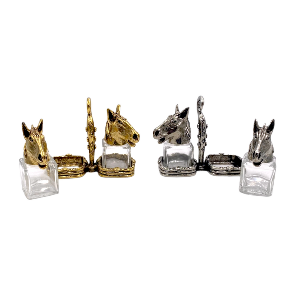 Horse Salt & Pepper Shakers with Holder Short