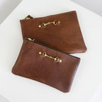 Leather Zippered Pouch with Bit Large