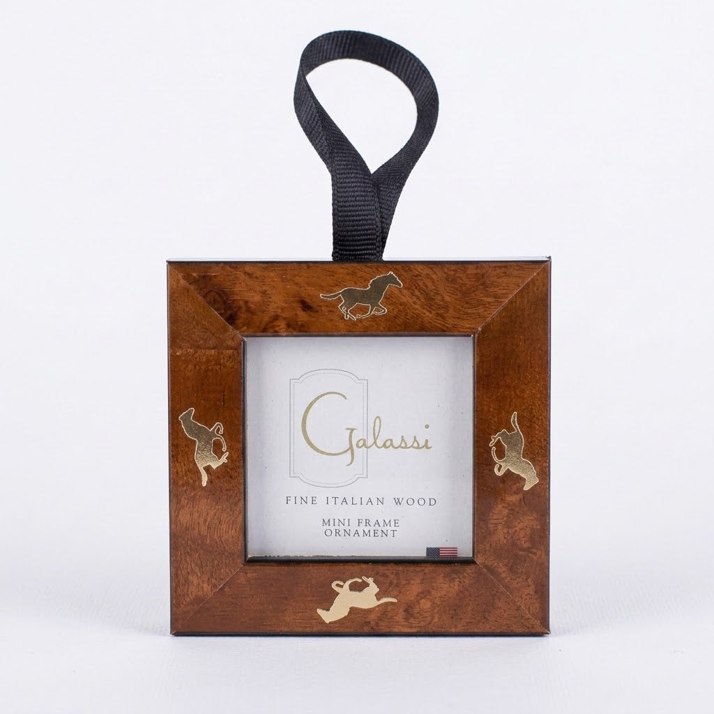 Burled Frame Ornament With Gold Horses