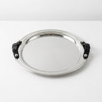 Round Tray Stainless Steel with Leather Handles