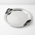 Round Tray Stainless Steel with Leather Handles