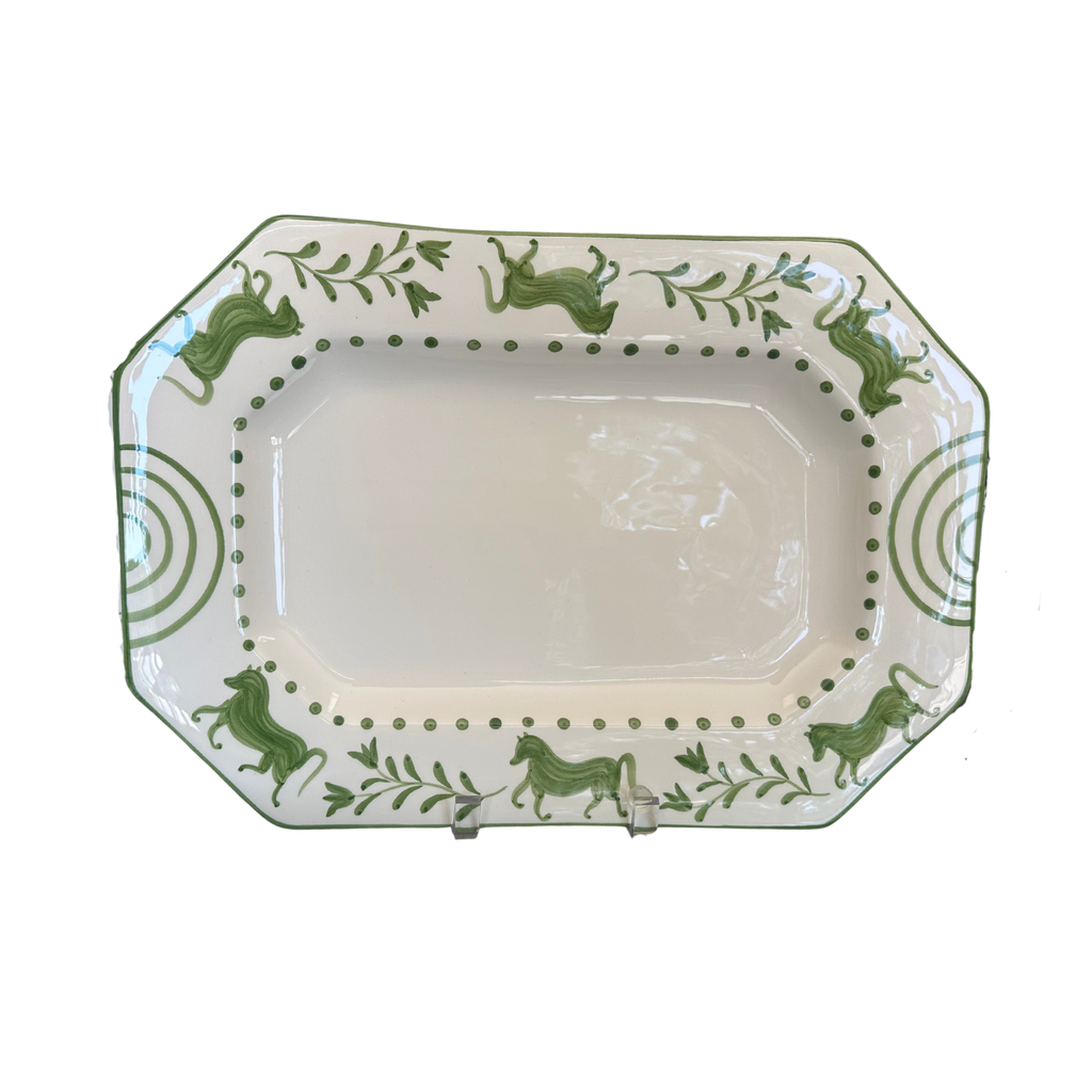 Green Horse Rectangle Serving Platter